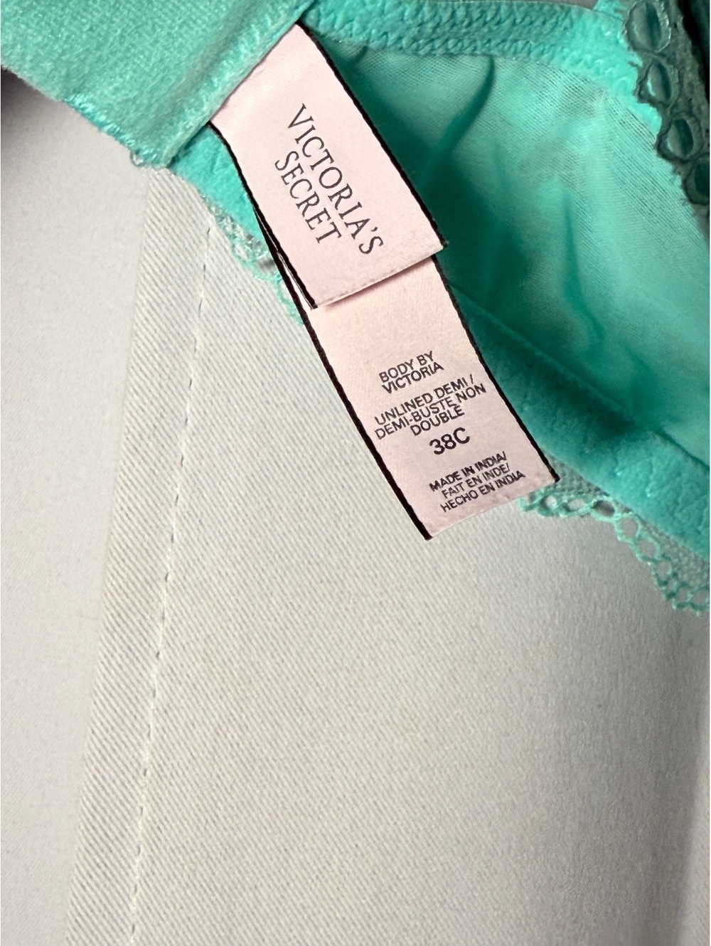 Victoria's Secret Unlined Demi Bubble Lace Bra 38C Aqua Blue - Picture 4 of 5